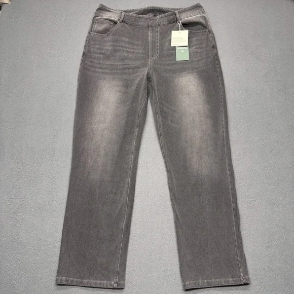 Halara Flex Denim Womens Size XL Gray Wide Leg Baggy Pull On Pants Jeans NWT - Picture 2 of 9